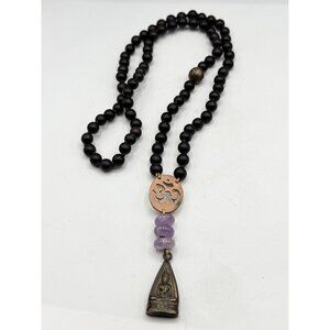 Jen Stock long beaded stone pendant Buddha necklace